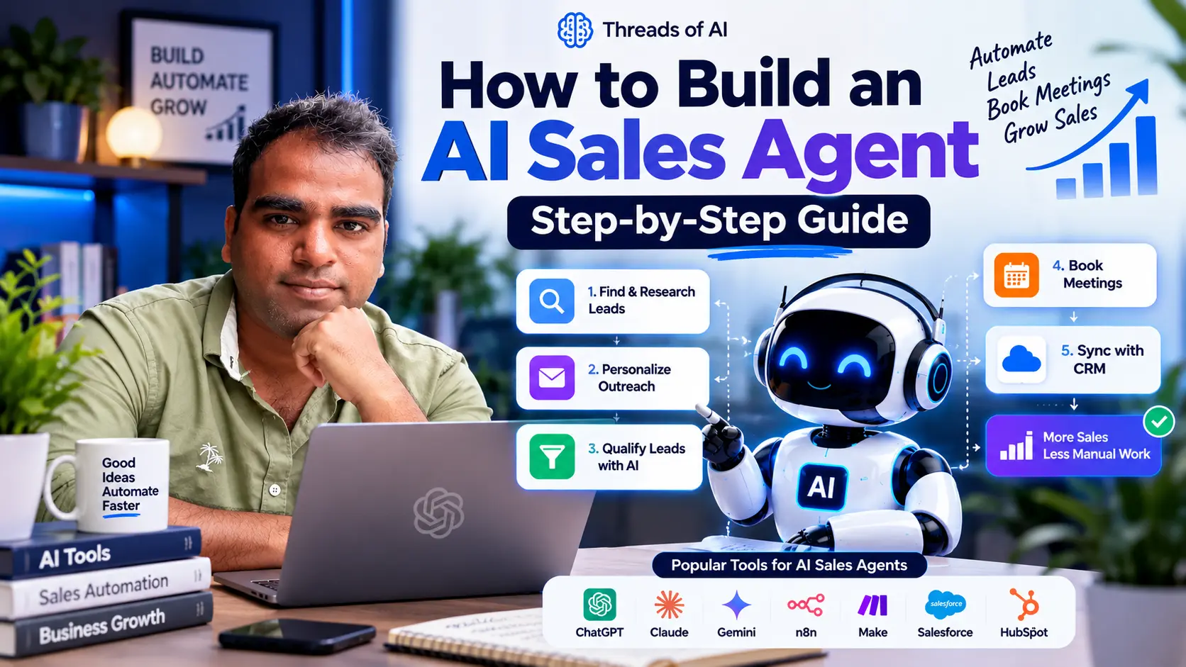 How to build an AI sales agent with lead research, outreach, lead qualification, meeting booking, and CRM integration